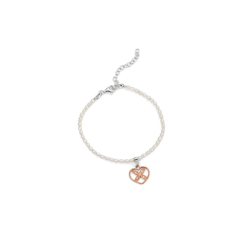 Pearl Bracelet with Heart Charm