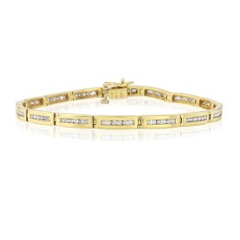 18ct Gold Channel Set Diamond Line Bracelet - 1.00ct