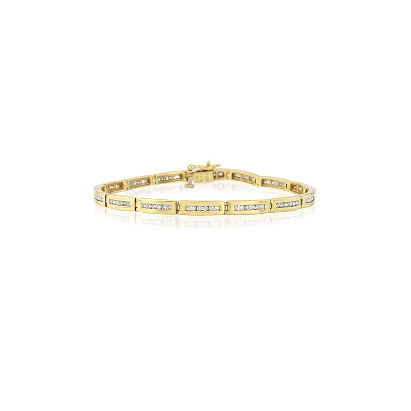 18ct Gold Channel Set Diamond Line Bracelet - 1.00ct