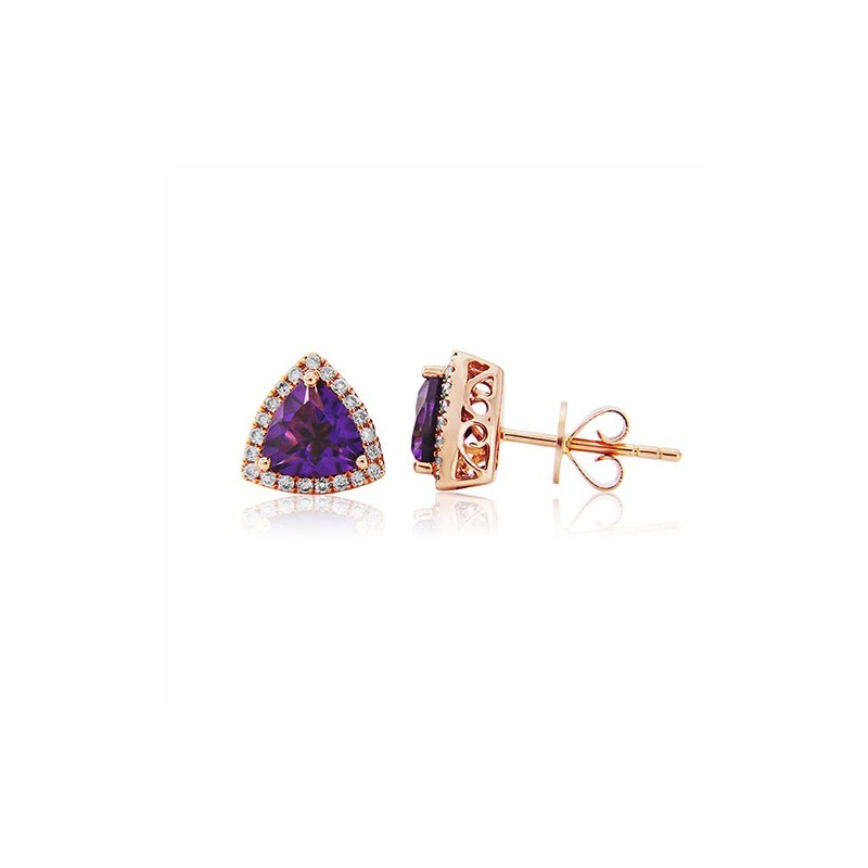 18ct Rose Gold Amethyst Stud Earrings - Macintyres of Edinburgh