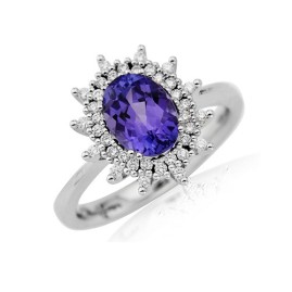 18ct White Gold Tanzanite & diamond Ring - T 1.20 D 0.21