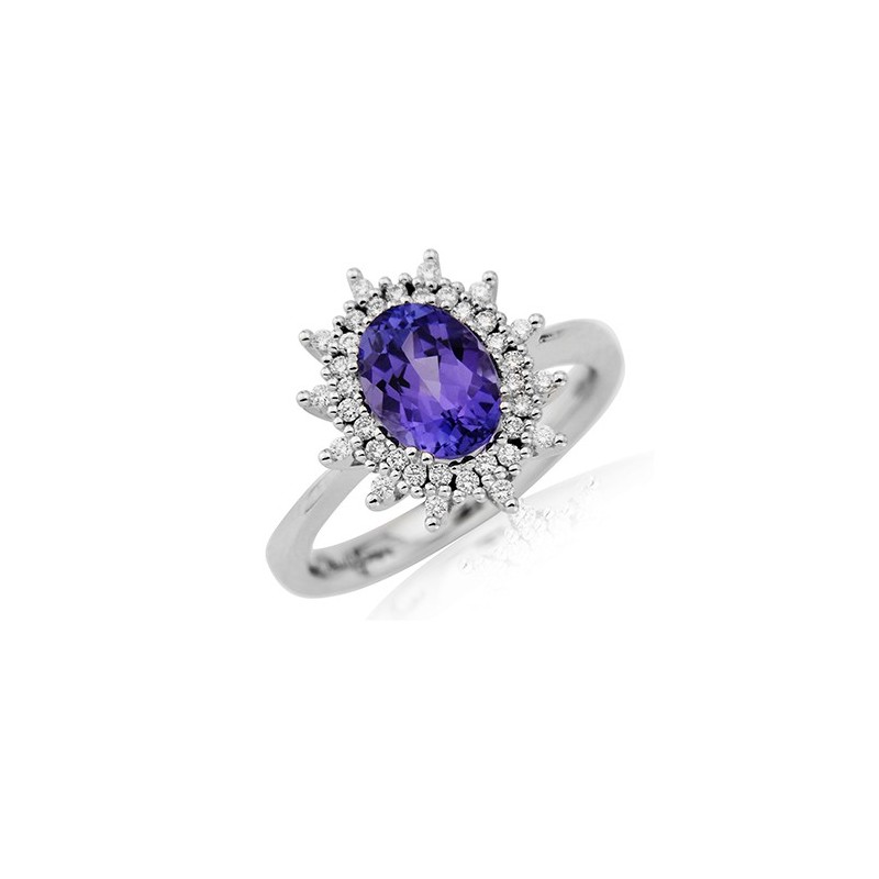 18ct White Gold Tanzanite & diamond Ring - T 1.20 D 0.21