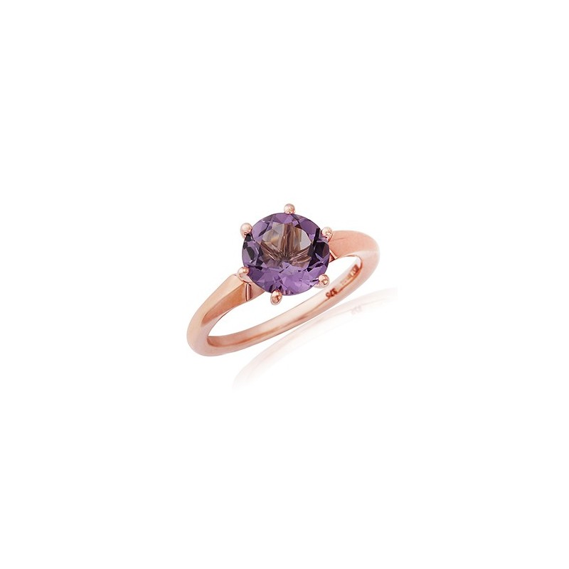 9ct Rose Gold Amethys Solitaire Dress Ring - Macintyres of Edinburgh