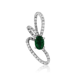 18ct White Gold Emerald & Diamond Knot Pendant - E 0.37 D 0.33