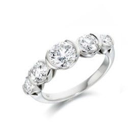 Graduated Platinum 5st Diamond Ring by Wharton - D:1.15cts