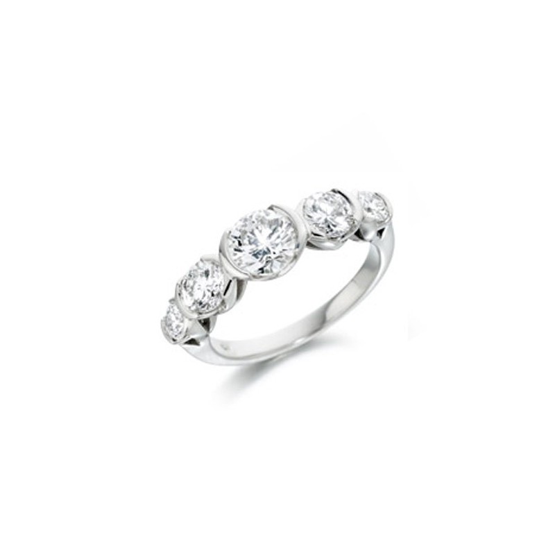 Graduated Platinum 5st Diamond Ring by Wharton - D:1.15cts