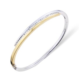 18ct Gold Two-tone Cross-over Diamond Set Bangle - 0.47cts