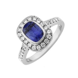 18ct White Gold Sapphire & Diamond Ring - S 1.18 D 0.34