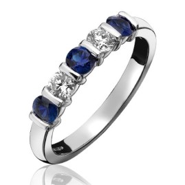 18ct White Gold Sapphire & Diamond Eternity Ring - S:1.42 D:0.76