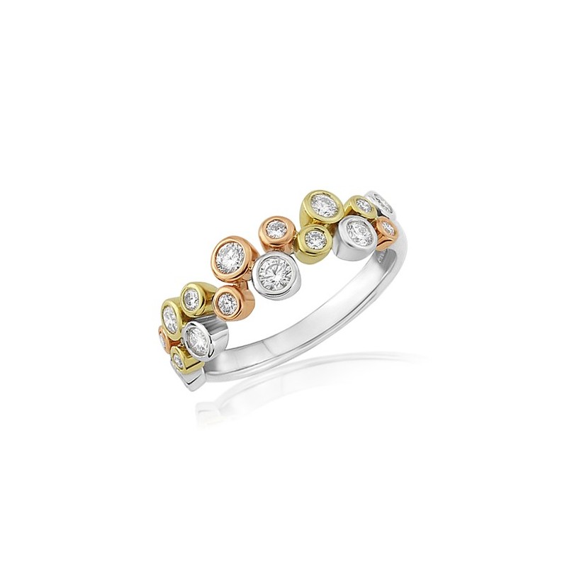 18ct Gold Two Row Diamond Scatter Bubbles Ring - 0.47