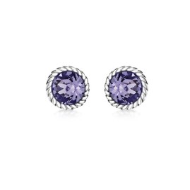 Sterling Silver Purple Swarovski Crystal Stud Earrings