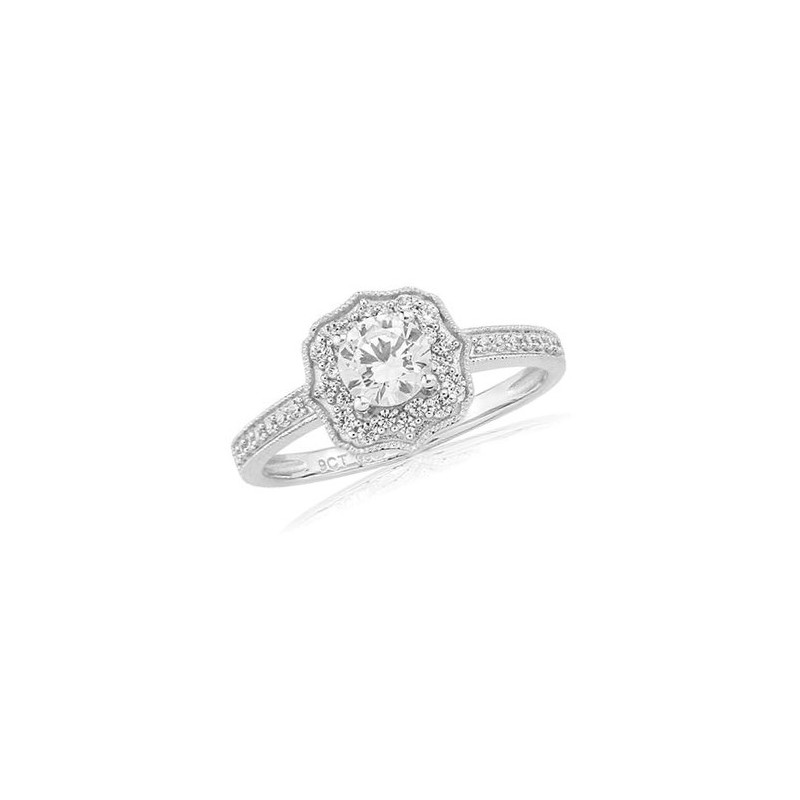 Vintage CZ Dress Ring in 9ct White Gold | Save 40% off High Street