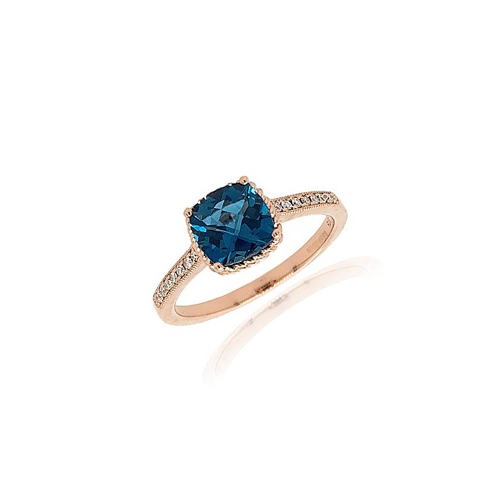 Rectangular Cushion cut London Blue Topaz Ring, 14k White Gold - Mills  Jewelers