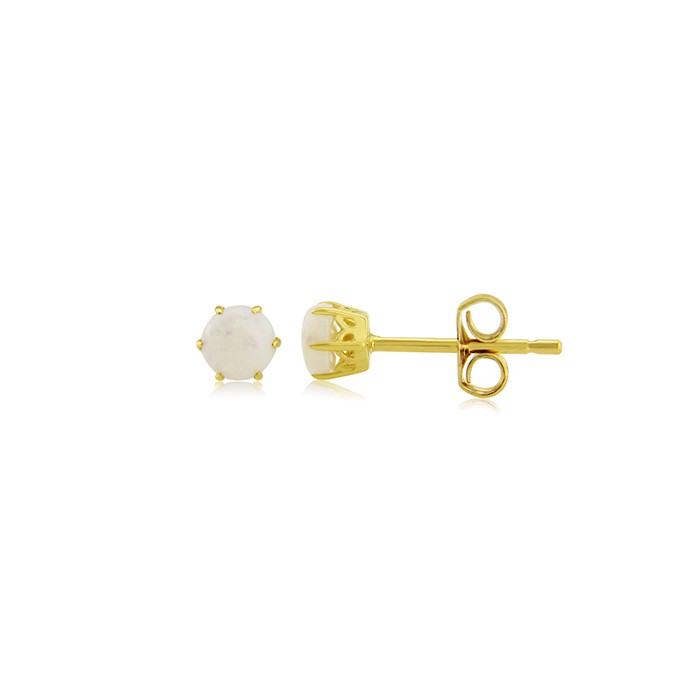 9ct Yellow Gold Round Opal Stud Earrings - Macintyres of Edinburgh