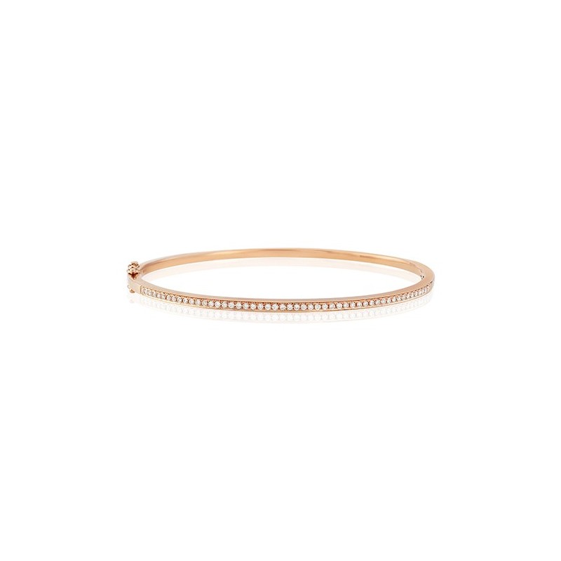 9ct Rose Gold Diamond Set Bangle - 0.36