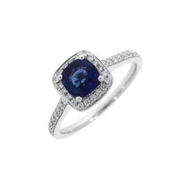 18ct White Gold Sapphire & Diamond Ring - S 1.10 D 0.30