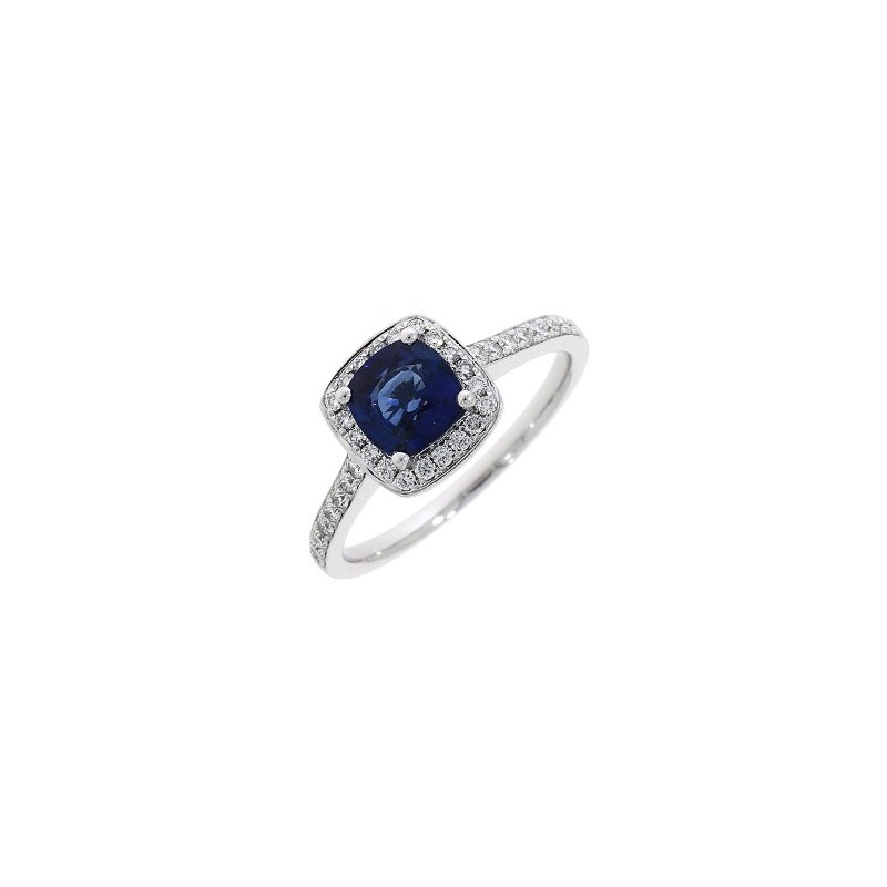 18ct White Gold Sapphire & Diamond Ring - S 1.10 D 0.30