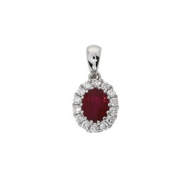 White Gold Burmese Ruby & Diamond Pendant - Macintyres of Edinburgh