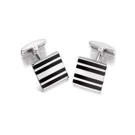 Hoxton London Silver Square Enamel Cufflinks