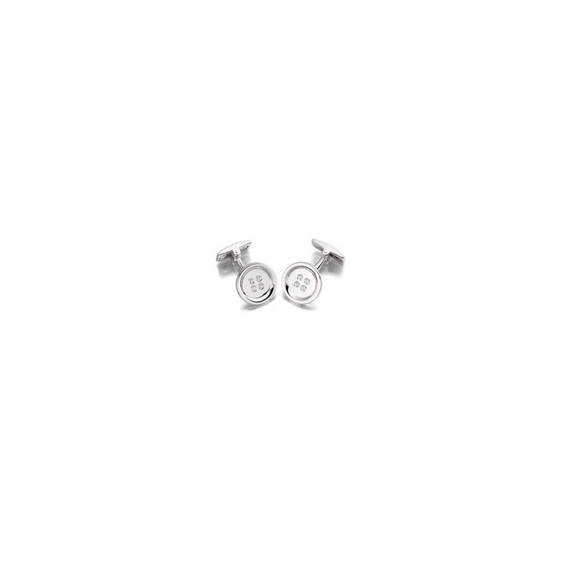 Hoxton London Silver Round Cz Button Cufflinks