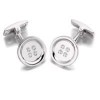 Hoxton London Silver Round Cz Button Cufflinks