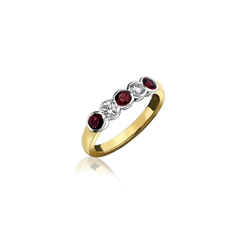 18ct Gold 5st Ruby & Diamond Eternity Ring - R 0.59 D 0.30