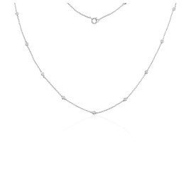 0.33ct Diamond Station Necklace White Gold | Save 40%