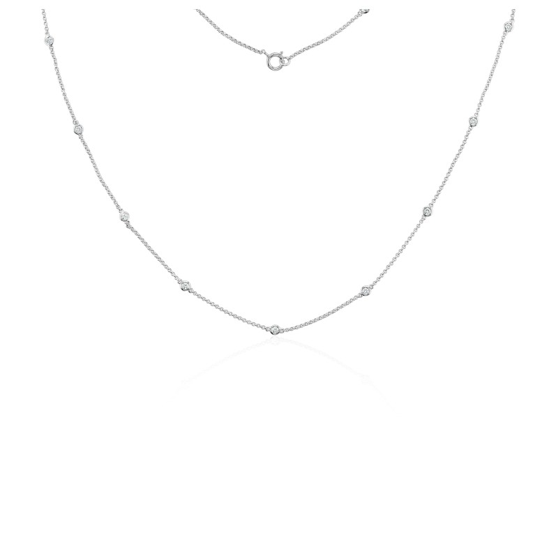 0.33ct Diamond Station Necklace White Gold | Save 40%