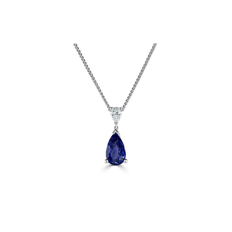 Sapphire & Diamond Necklace 18ct White Gold