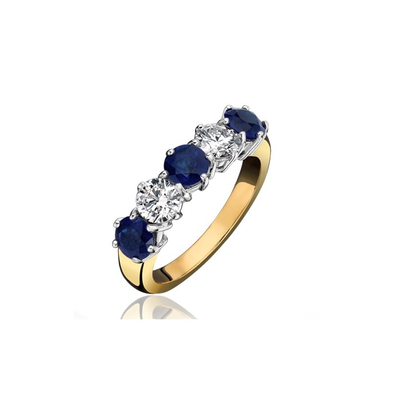 18ct Gold 5st Sapphire & Diamond Eternity Ring - S 1.94 D 1.00ct