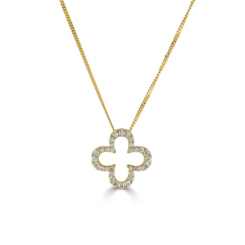 18ct Gold Quatrefoil Diamond Necklace - Macintyres of Edinburgh