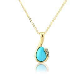 9ct Yellow Gold Turquoise Pendant - Save £90 off High Street Price