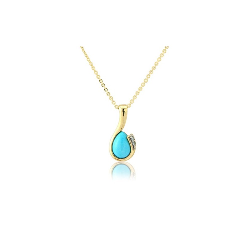 9ct Yellow Gold Turquoise Pendant - Save £90 off High Street Price