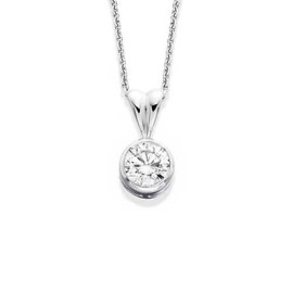 18ct White Gold Bezel Set 0.30ct Diamond Solitaire Pendant