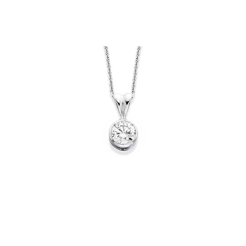 18ct White Gold Bezel Set 0.30ct Diamond Solitaire Pendant