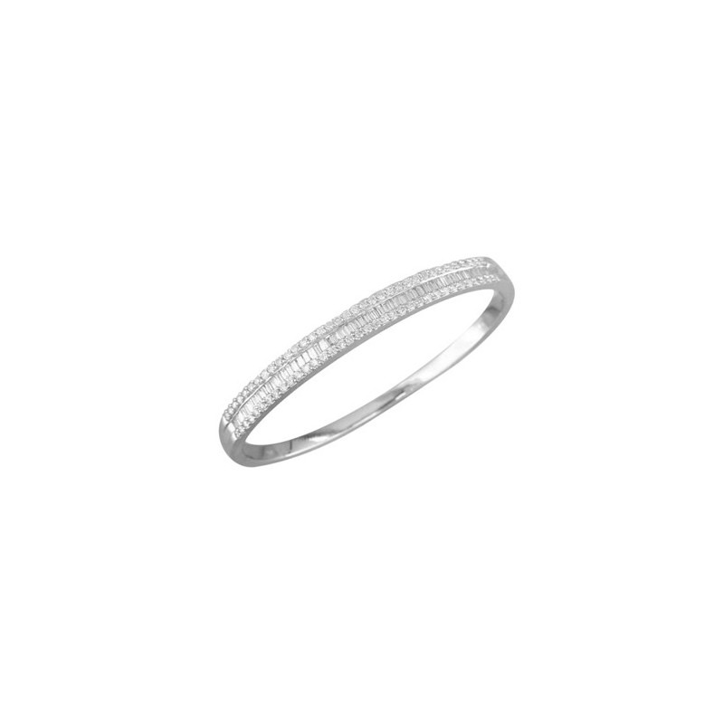 18ct White Gold  Three Row Diamond Bangle - 2.00cts