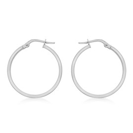 9ct White Gold 30mm Creole Style Hoop Earrings [£95.40] - Macintyres