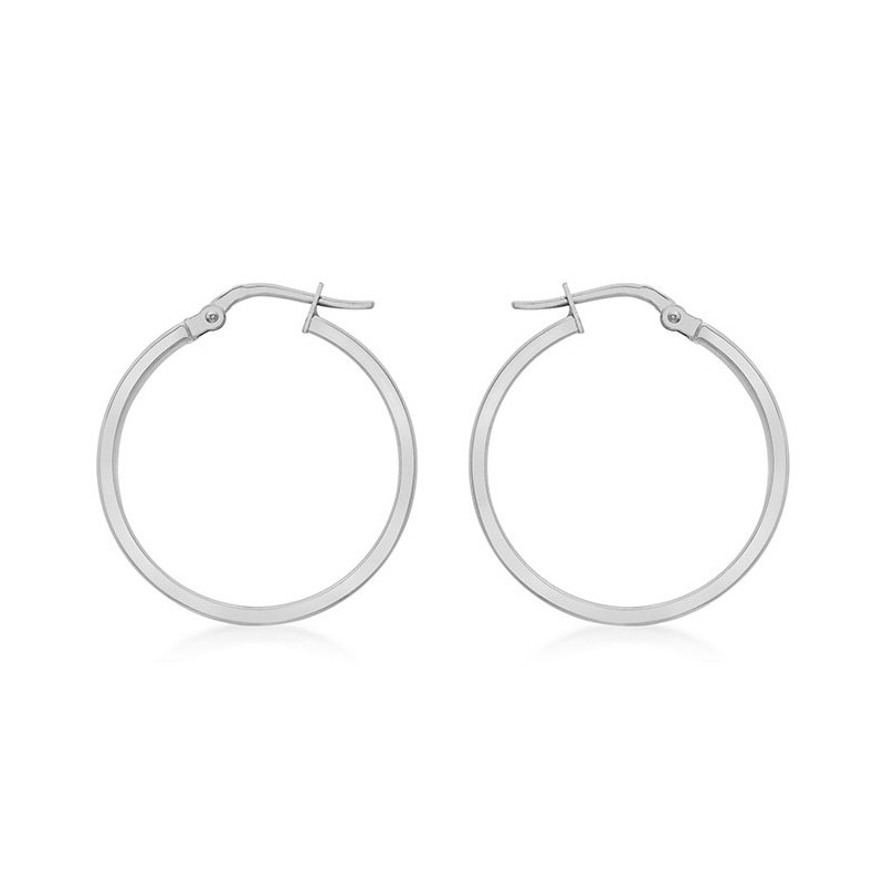 9ct White Gold 30mm Creole Style Hoop Earrings [£95.40] - Macintyres