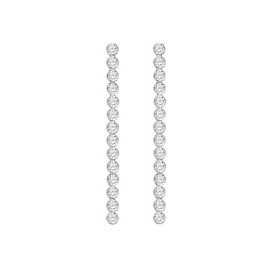 Sterling Silver Long CZ Drop Earrings