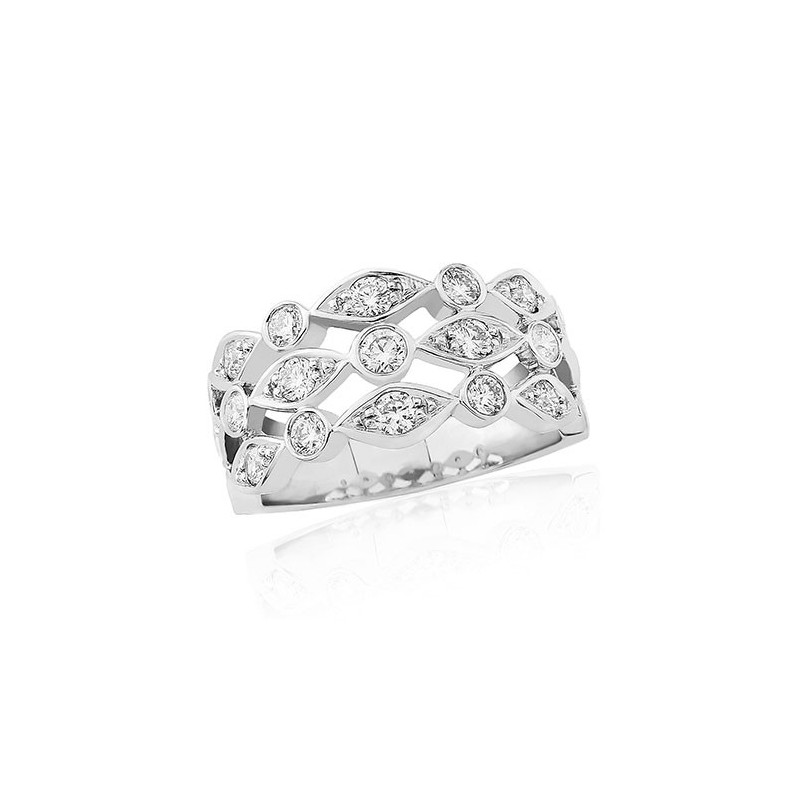 18ct White Gold Multi Row Diamond Ring - 0.95cts - Macintyres of Edinburgh