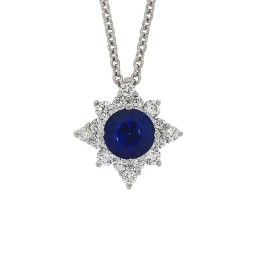 18ct White Gold Sapphire & Diamond Star Necklet