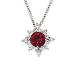 Ruby and Diamond Cluster Star Necklace - Macintyres of Edinburgh