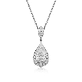 Pear Shaped Halo Diamond Necklace - Macintyres Fine Jewellery