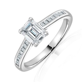 Platinum Emerald Cut Diamond Solitaire Ring 1.01 + 0.20ct G/VS1