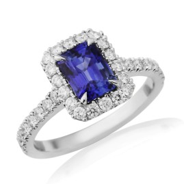 Platinum Sapphire & Diamond Engagement Ring - Macintyres of Edinburgh