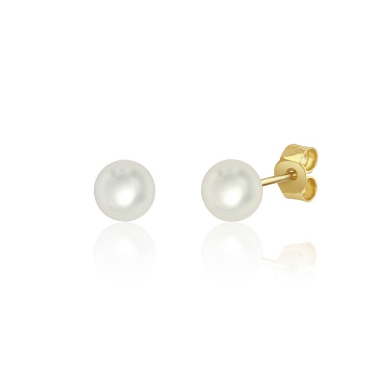 18ct Yellow Gold Cultured Pearl Stud Earrings - 5.5 - 6.0mm