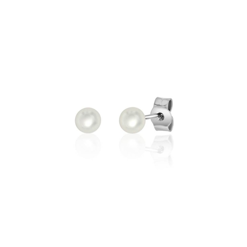 4 - 4.5mm Cultured Pearl Stud Earrings in 18ct White Gold