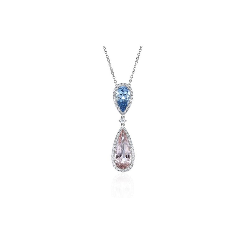 Morganite, Aquamarine & Diamond Necklace - Macintyres of Edinburgh