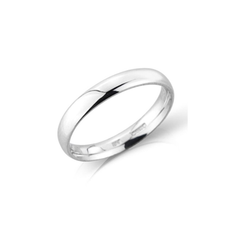 Ladies 18ct White Gold 3mm Court Wedding Band [Save 40% OFF High Street Prices]