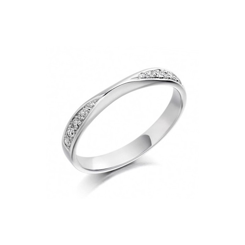 Platinum Crossover Shaped Diamond Wedding Ring [Save 40% off high street prices]